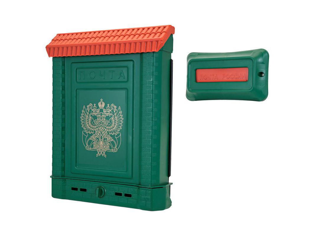 Изображение товара Ящик почтовый Премиум двухглавый орел, внутренний с накладкой, зеленый (10шт/уп) в Миди Лтд