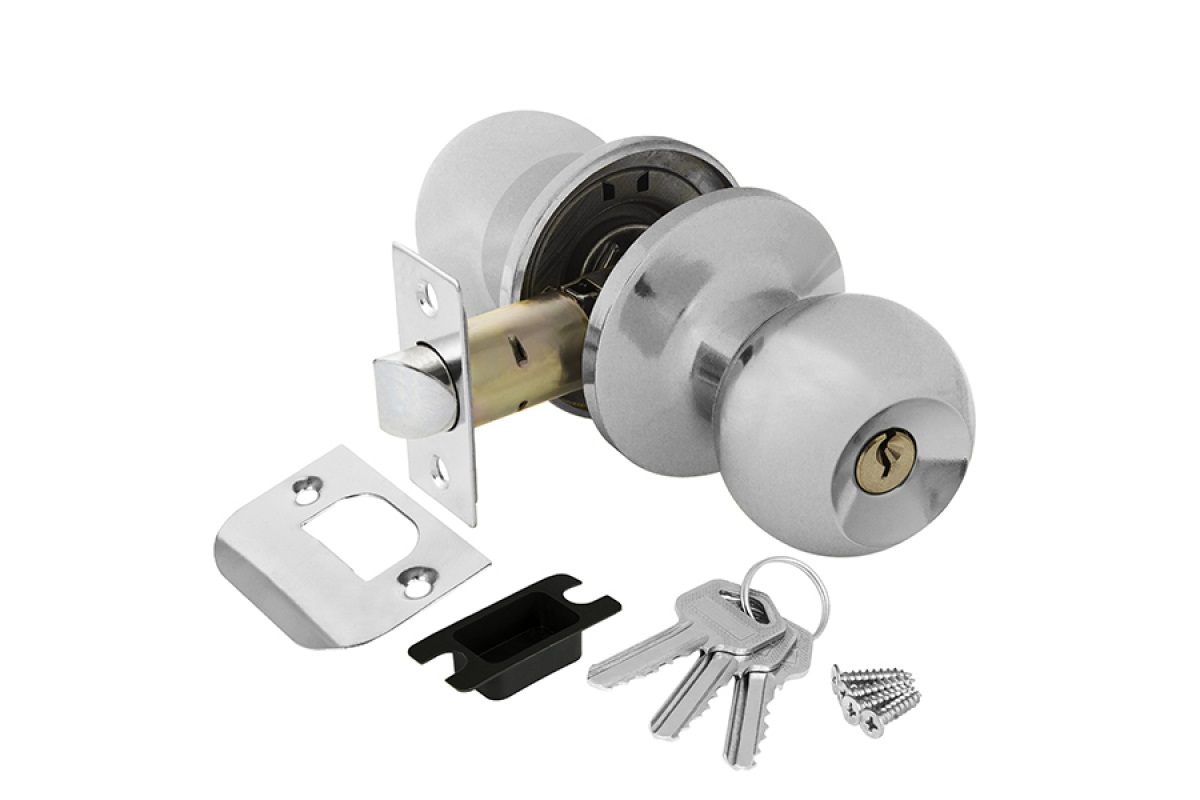 Изображение товара Замок шар Хром с ключом,фиксатором 6082 СР-Е в Миди Лтд