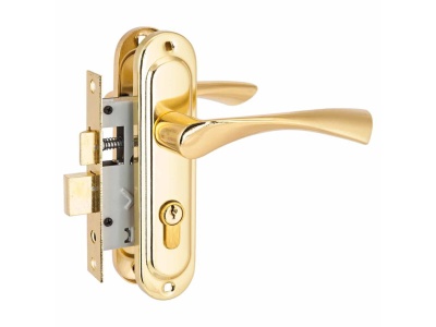 Изображение товара Замок врезной 103/50 GP латунь с ручкой Стандарт (20шт/уп) в Миди Лтд