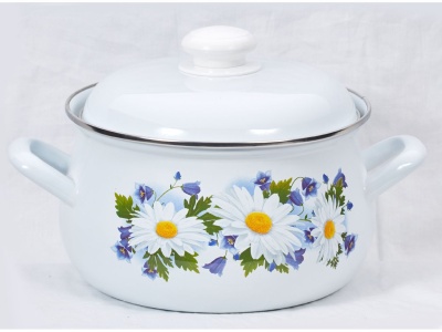 Изображение товара Кастрюля эмаль белая 3,0л Ромашковое поле С-3912АП2/4 (4шт/уп) Х в Миди Лтд