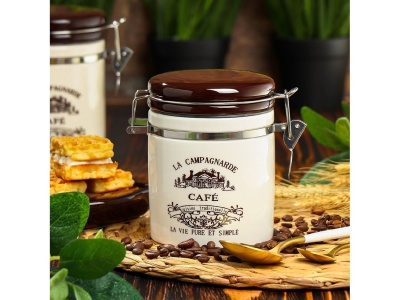 Изображение товара Банка для сыпучих продуктов доломит 0,35л с крышкой Daniks Кафе (36шт/уп) в Миди Лтд