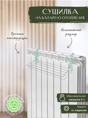 Изображение товара Сушилка для белья на радиатор NIKA 450х340х180 серая в Миди Лтд