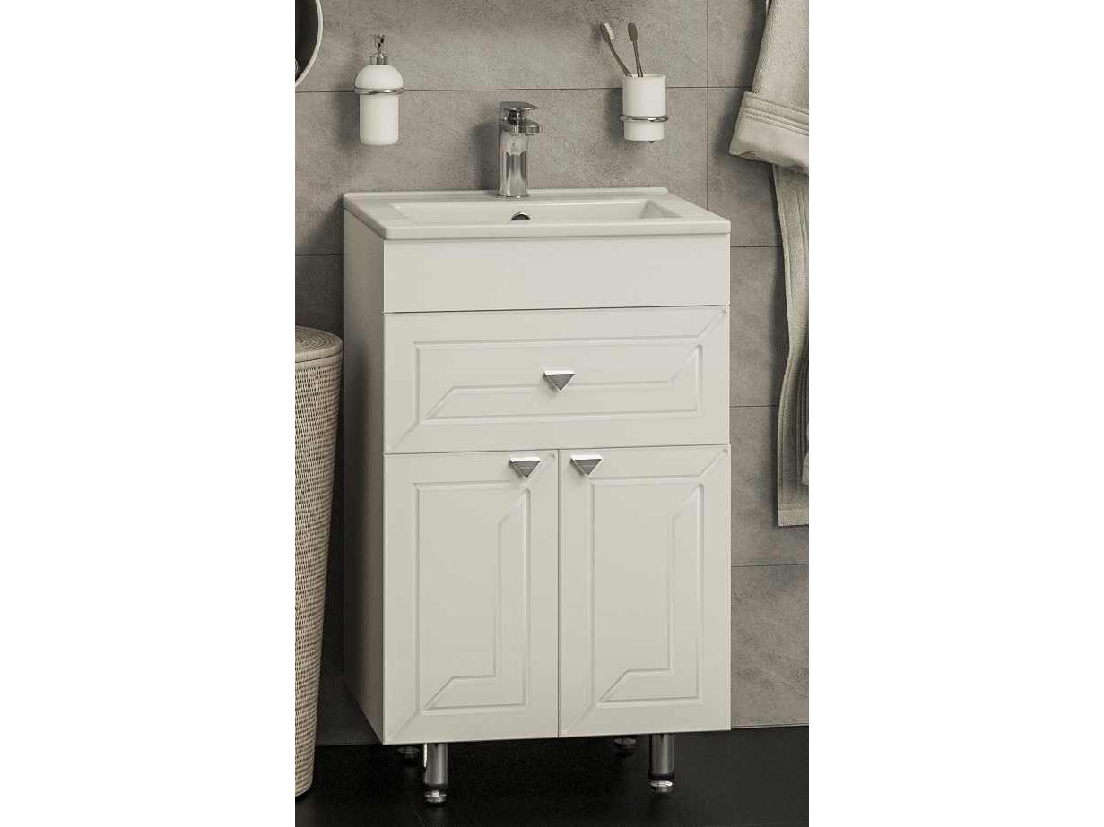 Тумба "Лацио 60" 2 двери 1 ящик Белый с умывальником "Como 60" - фото в Миди Лтд Изображение товара Тумба "Лацио 60" 2 двери 1 ящик Белый с умывальником "Como 60" в Миди Лтд