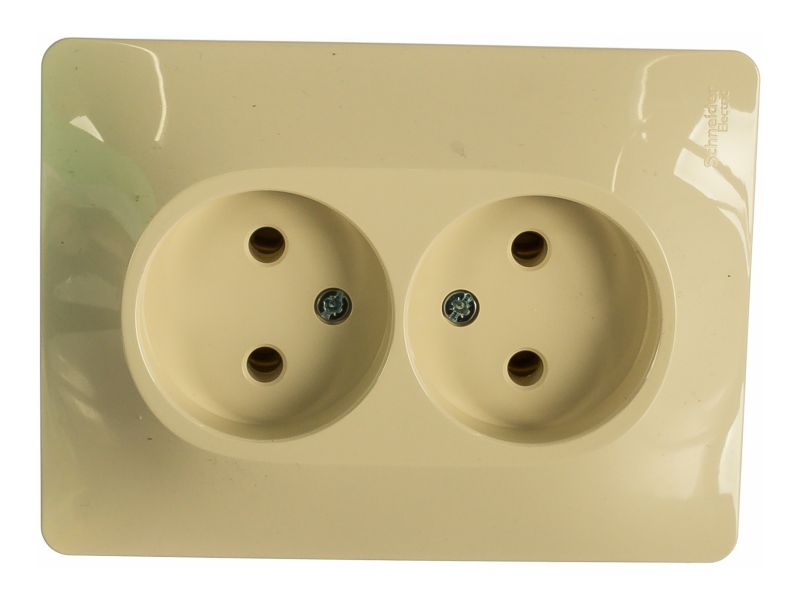 Изображение товара Розетка Schneider Glossa 2-ая 16А б/з в сборе бежевая в Миди Лтд