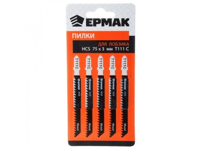 Изображение товара Пилки для эл.лобзика ЕРМАК  НСS ЕU 75*3мм Т-111С дер.груб.рез (5шт/уп) в Миди Лтд