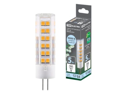 Изображение товара Лампа светодиодная G4 5W AC/DC 12V 4000К SMD 16*57мм  TDM в Миди Лтд