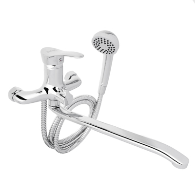 Изображение товара Смеситель для ванны с изогнутым изливом с душ набором латунь RAIN Мира в Миди Лтд