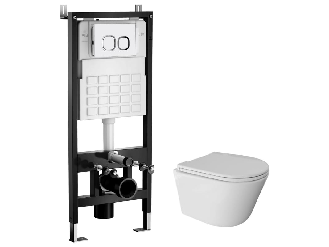 Комплект COMFORT унитаз,сиденье микролифт,инсталляция WAVE,кнопка квадратная белая - фото в Миди Лтд Изображение товара Комплект COMFORT унитаз,сиденье микролифт,инсталляция WAVE,кнопка квадратная белая в Миди Лтд