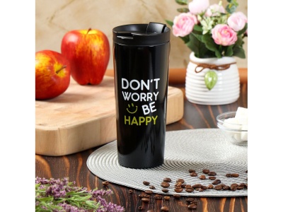 Изображение товара Термокружка нерж сталь 0,45л (SL-NT014E-BLK-logo2) Daniks Черная (24шт/уп) в Миди Лтд