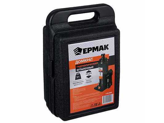 Изображение товара Домкрат гидравлический бутылочный  5т высота подъема 216-413мм ЕРМАК в кейсе (5шт/кор) в Миди Лтд