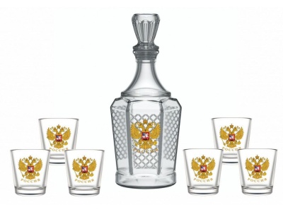 Набор для вина Орел 7пр (графин +стопка 6шт) (4шт/уп) - фото в Миди Лтд Изображение товара Набор для вина Орел 7пр (графин +стопка 6шт) (4шт/уп) в Миди Лтд