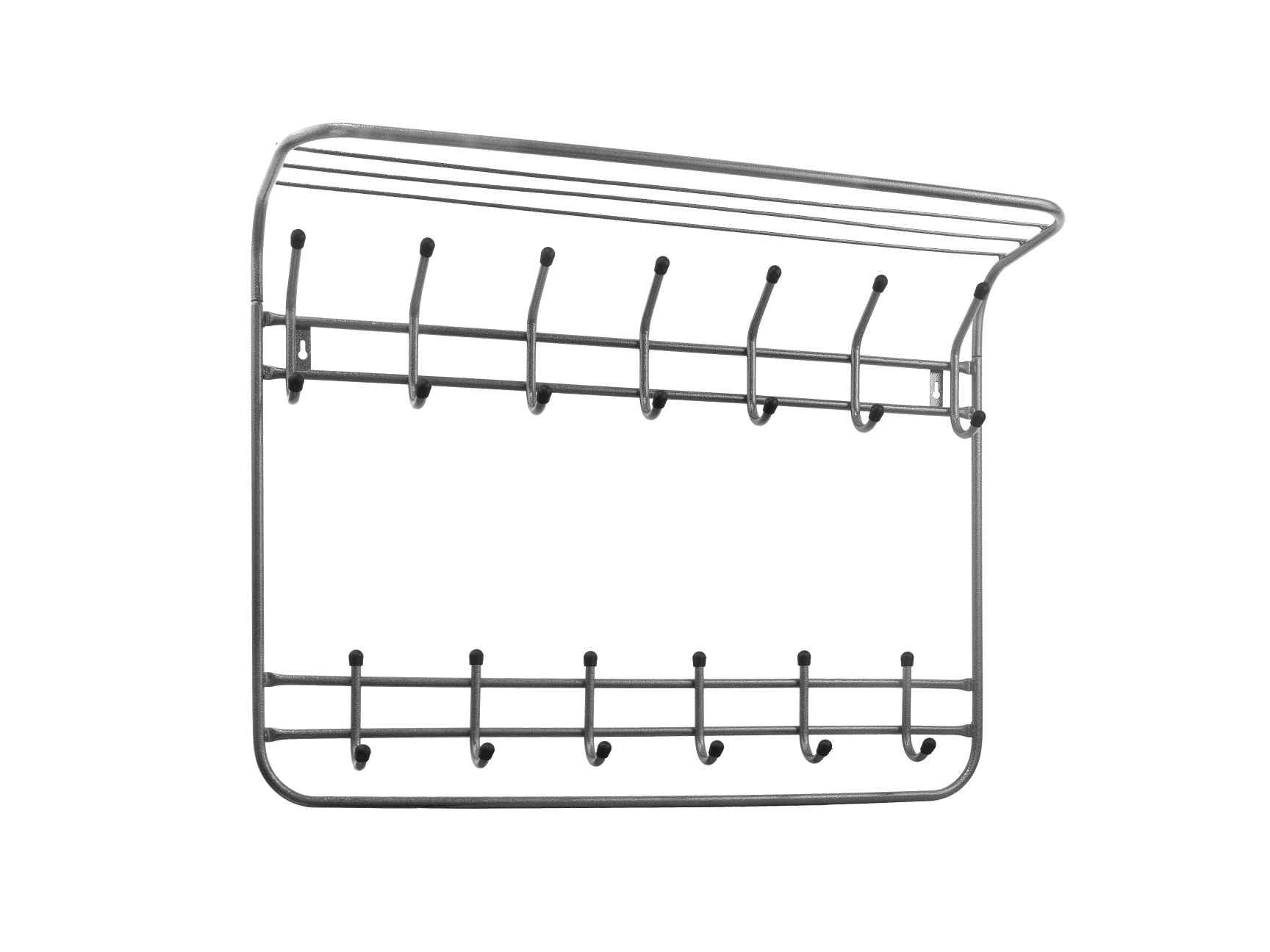 Изображение товара Вешалка настенная Комфорт 2-х ярусная серый металлик 7/6 крючков (2шт/уп) в Миди Лтд