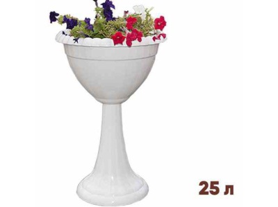 Кашпо на высокой стойке 25,0л белое (10шт/уп) - фото в Миди Лтд Изображение товара Кашпо на высокой стойке 25,0л белое (10шт/уп) в Миди Лтд