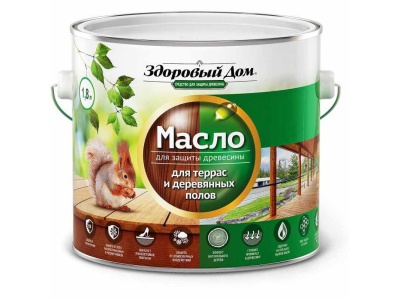 Изображение товара Масло для террас и деревянных полов Здоровый Дом орех 1,8л (4шт/уп, 168шт/пал) в Миди Лтд