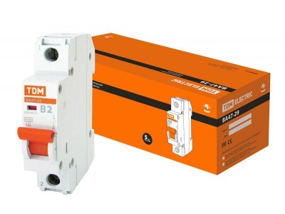Изображение товара Автоматический выключатель ВА47-29 1Р 2А 4,5кА х-ка С TDM в Миди Лтд