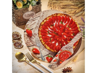 Блюдо стекло круглое с лопаткой 30см Daniks Клубничный пирог (12шт/уп) - фото в Миди Лтд Изображение товара Блюдо стекло круглое с лопаткой 30см Daniks Клубничный пирог (12шт/уп) в Миди Лтд