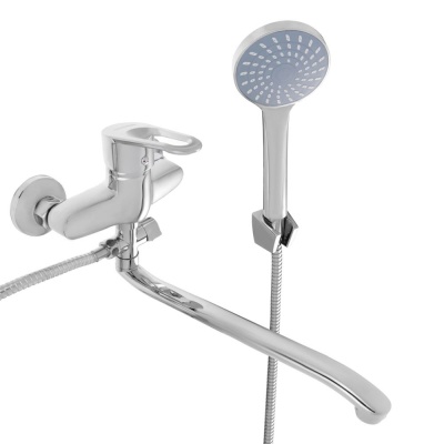 Изображение товара Смеситель для ванны СоюзКран с душем плоский излив однорычажный 35см SK1072 хром в Миди Лтд