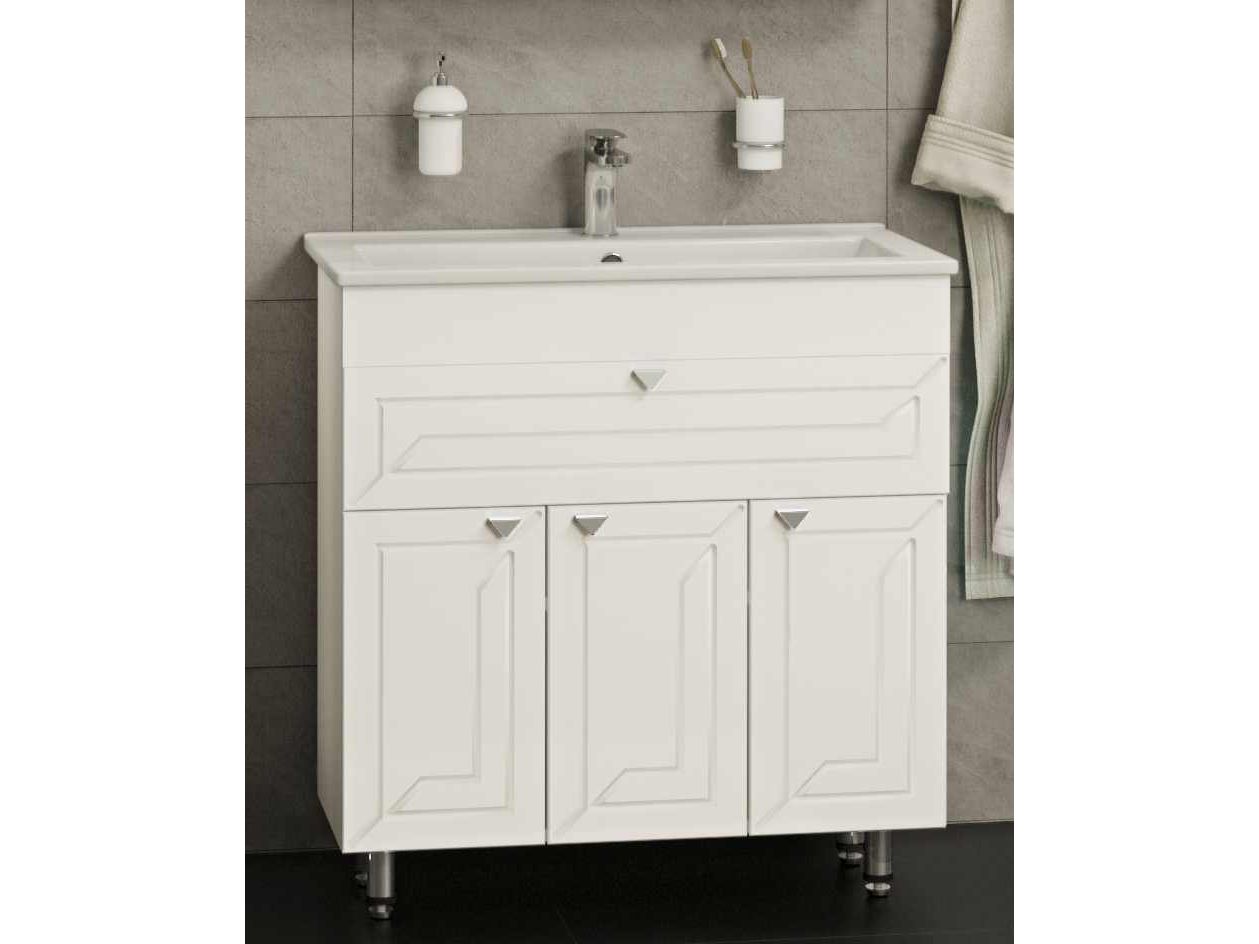 Тумба для ванной "Лацио" 80 белый с умывальником "Como" 80 - фото в Миди Лтд Изображение товара Тумба для ванной "Лацио" 80 белый с умывальником "Como" 80 в Миди Лтд