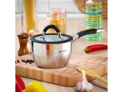 Изображение товара Ковш нерж сталь Daniks 2л крышка стекло ручка силиконовая индукция Орландо (6шт/уп) в Миди Лтд