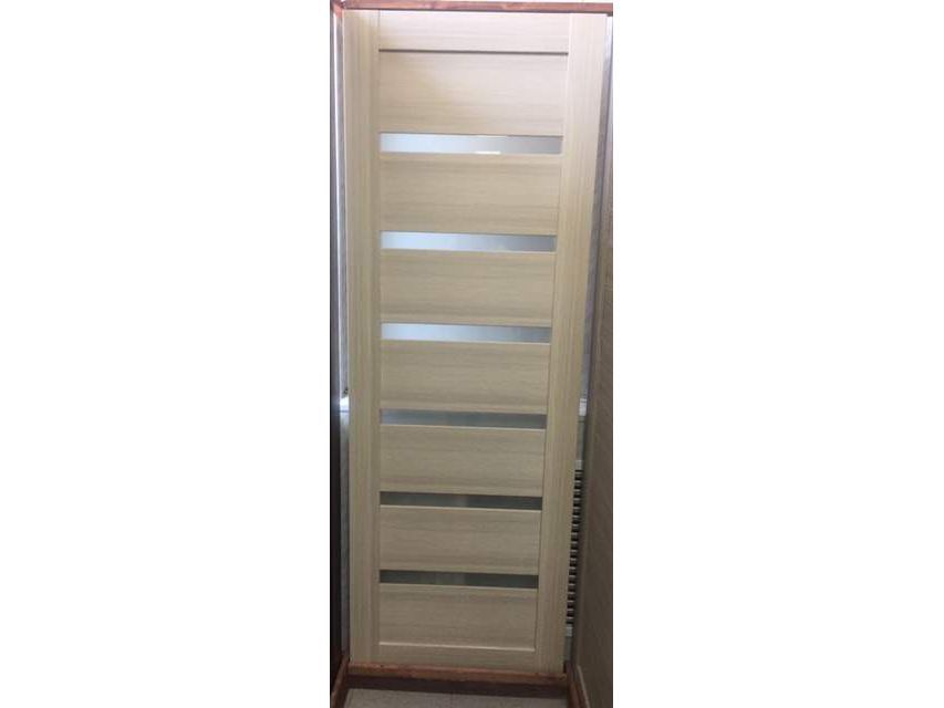 Изображение товара Полотно дверное ПО стекло белое сатинато экошпон Лига3 беленый дуб (капуч) 600 в Миди Лтд