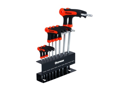 Изображение товара Набор ключей ЕРМАК Т-образные имбусовые TORX  T10-T15-T20-T25-T27-T30-T40-T45-T50р (20шт/кор)    ХХ в Миди Лтд