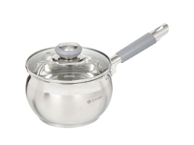 Изображение товара Ковш нерж сталь Daniks 2л крышка стекло ручка силиконовая индукция Модерн серый (6шт/уп) в Миди Лтд