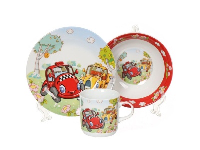 Изображение товара Набор посуды керамика Daniks 3 предмета (тарелка 17,5см, салатник 15см, кружка 230мл) Гонки  в Миди Лтд