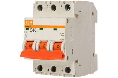 Изображение товара Автоматический выключатель ВА47-29 3Р 40А 4,5кА х-ка С TDM в Миди Лтд