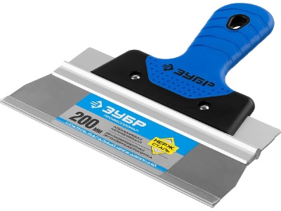 Шпатель фасадный ЗУБР Профессионал нерж полотно 200мм двухкомпонентная ручка - фото в Миди Лтд Изображение товара Шпатель фасадный ЗУБР Профессионал нерж полотно 200мм двухкомпонентная ручка в Миди Лтд