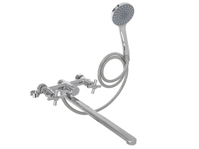 Изображение товара Смеситель для ванны СоюзКран с душем прямой излив однорычажный 35см SK08-P208 хром в Миди Лтд