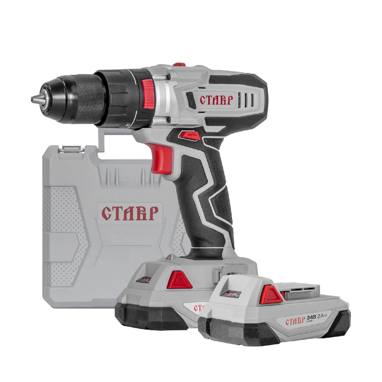 Дрель-шуруповерт аккумуляторная Ставр ДА-24/2УК 24V 0-400/0-1500об/мин (2аккум) кейс - фото в Миди Лтд Изображение товара Дрель-шуруповерт аккумуляторная Ставр ДА-24/2УК 24V 0-400/0-1500об/мин (2аккум) кейс в Миди Лтд