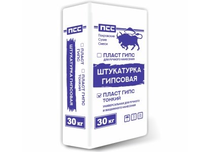 Изображение товара Штукатурка гипсовая ПСС Пласт Гипс Тонкий МН 30 кг  (40шт/пал) в Миди Лтд