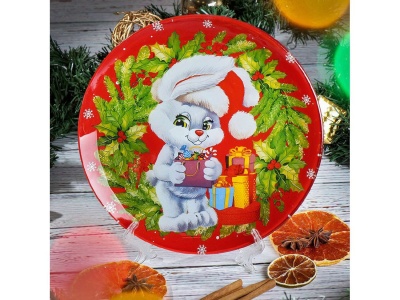 Тарелка обеденная стекло круглая 23см Daniks Кролик с подарками (6шт/уп) Х - фото в Миди Лтд Изображение товара Тарелка обеденная стекло круглая 23см Daniks Кролик с подарками (6шт/уп) Х в Миди Лтд