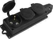 Колодка 3 гнезда каучук однофазная с заглушками Компакт с/з 16А 250В IP44 - фото в Миди Лтд Изображение товара Колодка 3 гнезда каучук однофазная с заглушками Компакт с/з 16А 250В IP44 в Миди Лтд