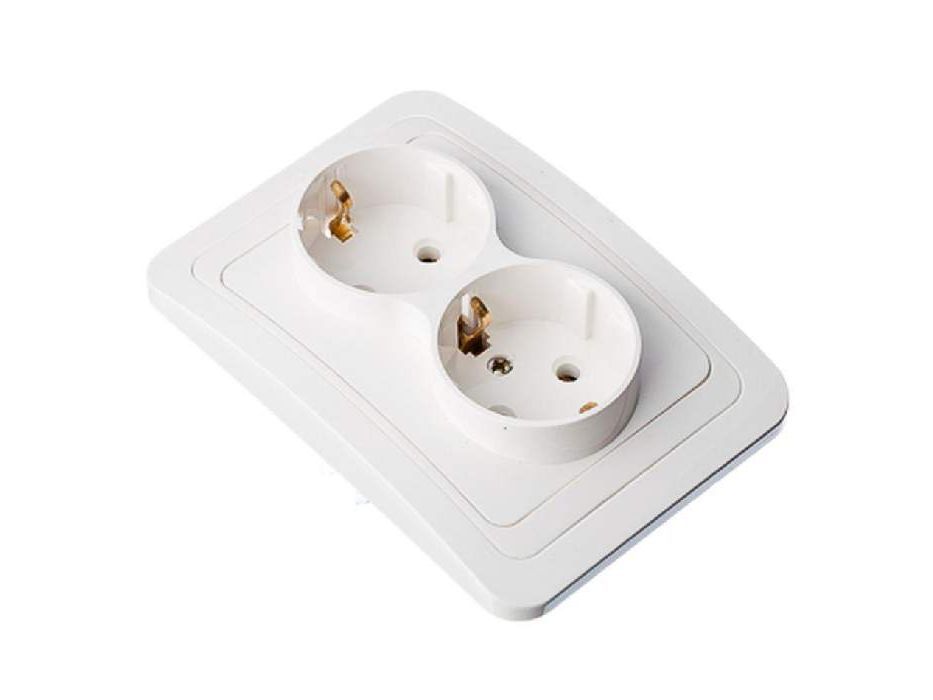 Изображение товара Розетка двухместная,с/зазем.белая 16А 250В           ХХ в Миди Лтд