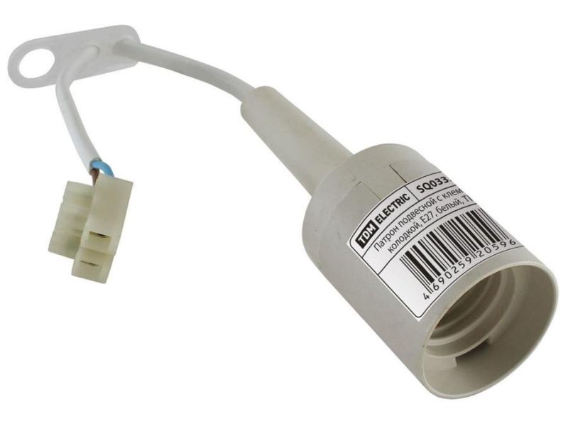 Изображение товара Патрон Е27 подвесной с клеммной колодкой белый TDM в Миди Лтд