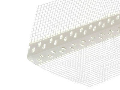 Изображение товара Профиль угловой ПВХ с армирующей сеткой 10*10  2,5м (50шт/уп) в Миди Лтд