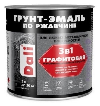 Изображение товара Грунт-эмаль по ржавчине Графитовая DALI черный 2л (3шт/уп; 234шт/пал) в Миди Лтд