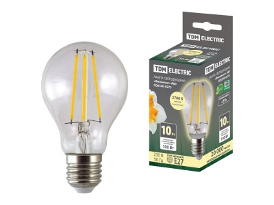 Изображение товара Лампа светодиодная Филамент A60 10Вт 230В 2700К Е27 TDM в Миди Лтд