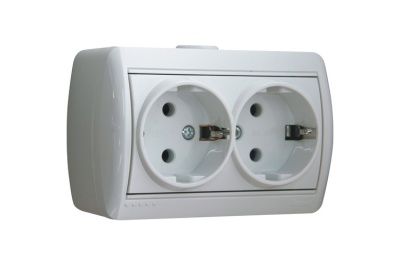 Изображение товара Розетка 2 местная LEZARD Ната белая с/з керамика в Миди Лтд