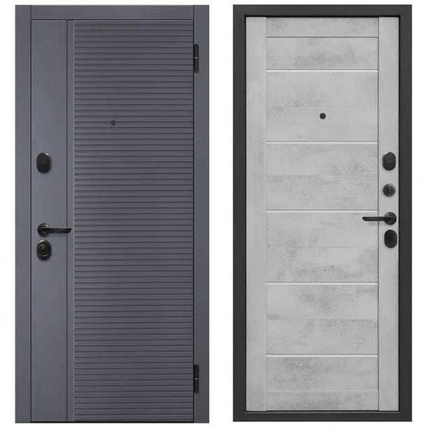 Изображение товара Дверь металлическая 960 правая 7,5см Бостон /Бетон снежный царга (ручка, основной замок, доп. замок) в Миди Лтд