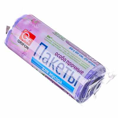 Мешки для мусора  30л, 20шт 50х60см, особо прочные 12 мкр "Полевые цветы" GRIFON (28шт/кор) - фото в Миди Лтд Изображение товара Мешки для мусора  30л, 20шт 50х60см, особо прочные 12 мкр "Полевые цветы" GRIFON (28шт/кор) в Миди Лтд