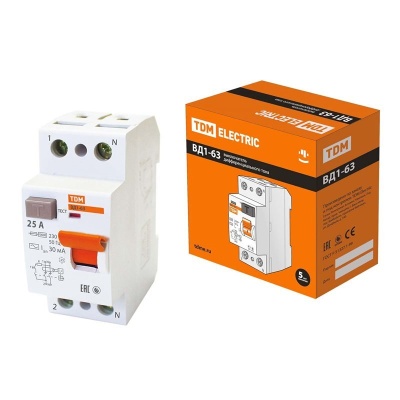 Изображение товара УЗО ВД1-63 2Р 25А 30мА TDM в Миди Лтд