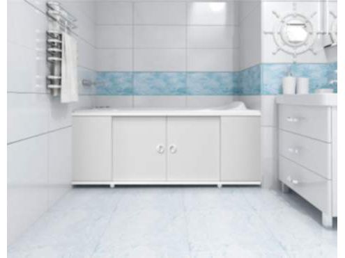 Экран-купе под ванну 1,49м белый аллюминевый профиль - фото в Миди Лтд Изображение товара Экран-купе под ванну 1,49м белый аллюминевый профиль в Миди Лтд