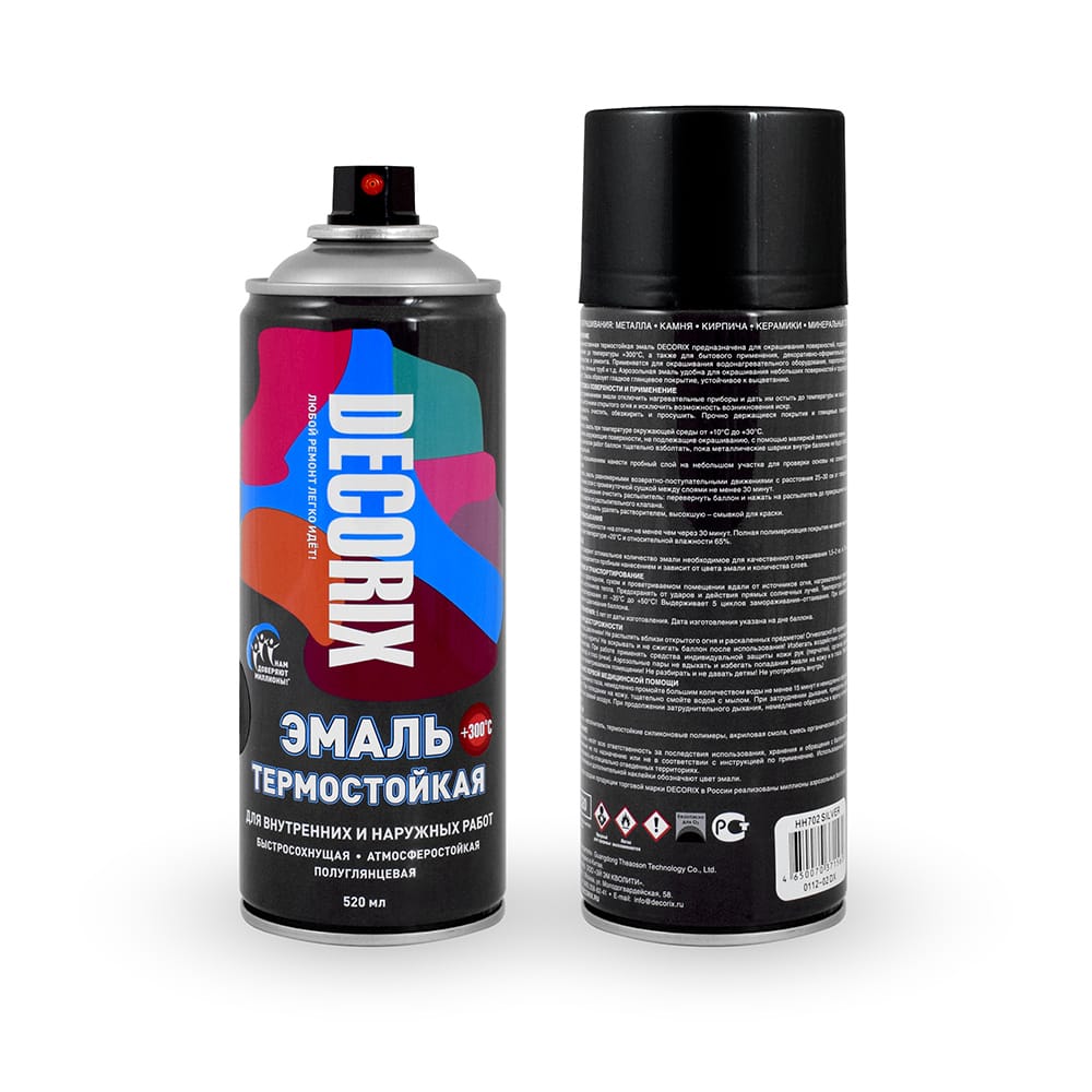 Изображение товара Эмаль аэрозольная Decorix термостойкая +400С Черный 520мл (12шт/уп, 840шт/пал) в Миди Лтд