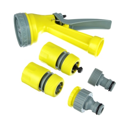 Набор для полива пистолет 5 режимов, 2 коннектора d1/2, переходник 1/2"-3/4" INBLOOM (48шт/кор) - фото в Миди Лтд Изображение товара Набор для полива пистолет 5 режимов, 2 коннектора d1/2, переходник 1/2"-3/4" INBLOOM (48шт/кор) в Миди Лтд