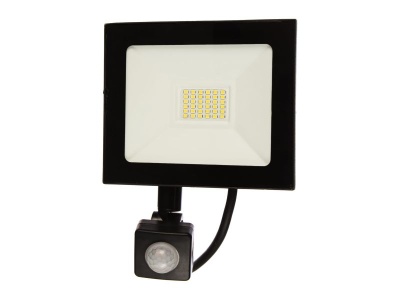 Прожектор светодиодный 30Bт SAFFIT SFL80-30 с датчиком движения 2700Лм 6400К IP65 черный - фото в Миди Лтд Изображение товара Прожектор светодиодный 30Bт SAFFIT SFL80-30 с датчиком движения 2700Лм 6400К IP65 черный в Миди Лтд