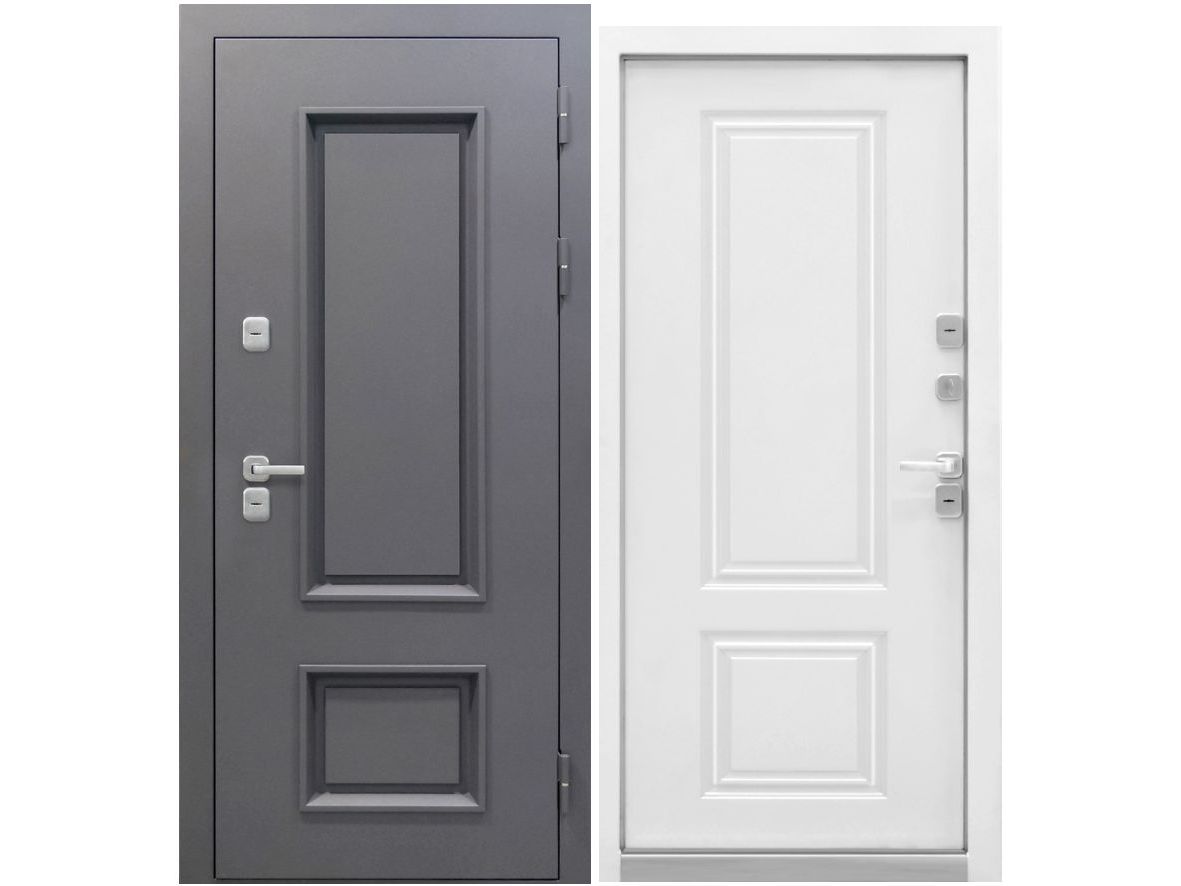 Изображение товара Дверь металлическая 860 левая Luxor Termo 2 Букле антрацит/Эмалит белый терморазрыв (ручка,  в Миди Лтд