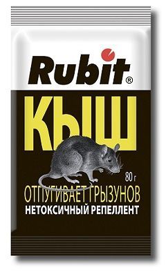 Репеллент от грызунов РУБИТ КЫШ 80г (50шт/кор) - фото в Миди Лтд Изображение товара Репеллент от грызунов РУБИТ КЫШ 80г (50шт/кор) в Миди Лтд