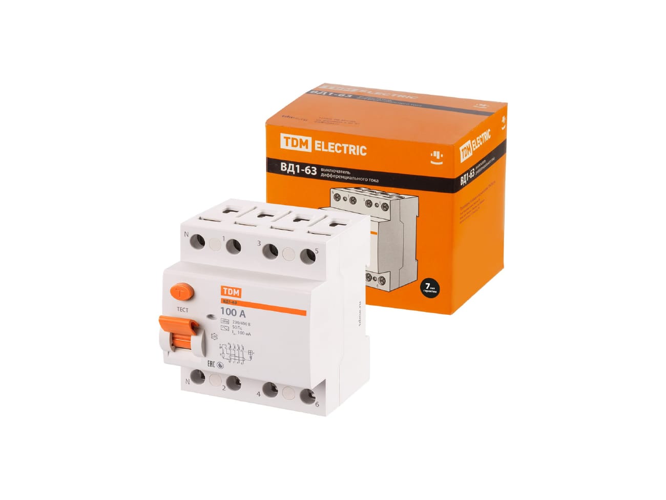 Изображение товара УЗО ВД1-63 4Р 100А 100мА TDM в Миди Лтд